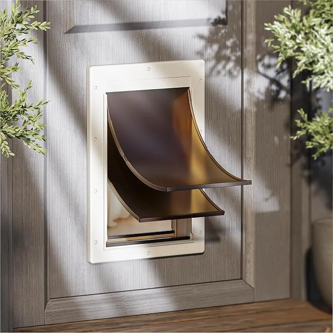 Authentic Rust Dog Door with Durable Plastic Frame Medium Doggy Door Safe