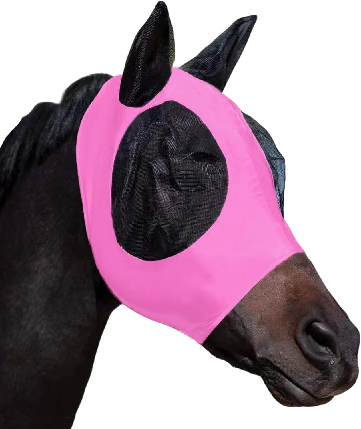 Casual Horse Fly Mask with Ears Comfortable Fit Stretch Fabric with UV Protection Soft on Skin Breathability for Small Medium Size Horses Pink User-Friendly