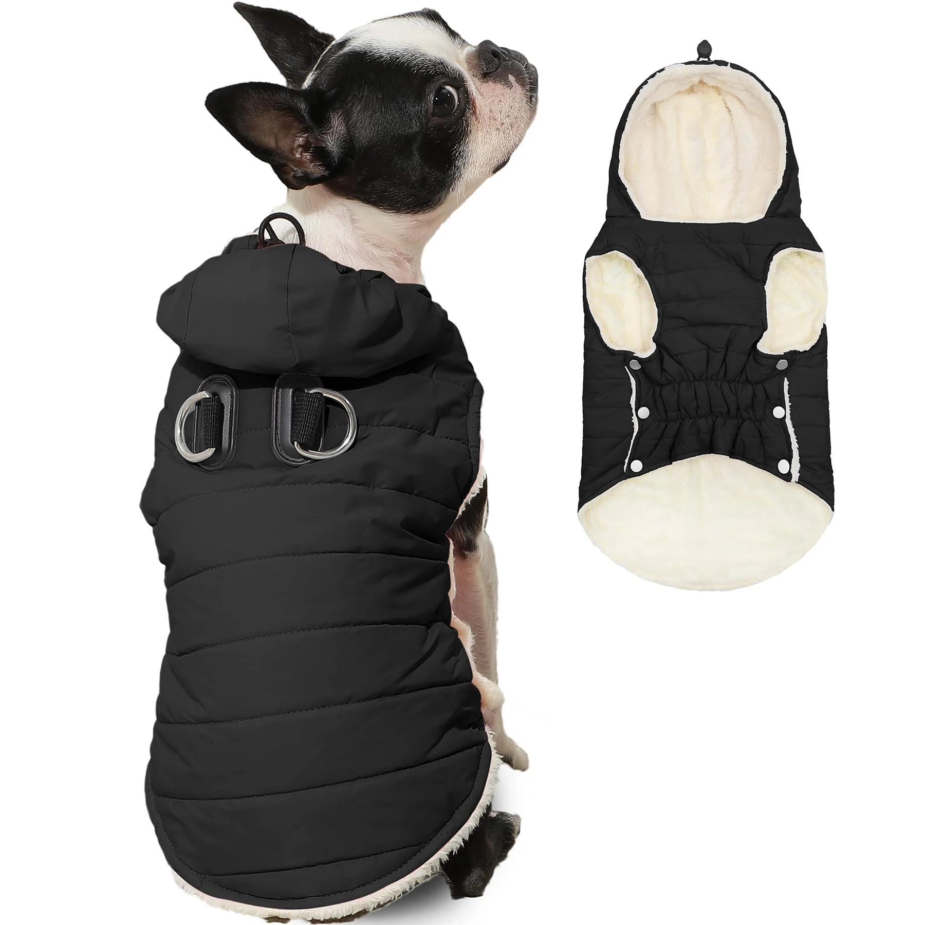 Trusted Vecomfy Fleece-Lined Dog Hoodie with Built-in Harness Extra Warm Winter Coat for Large Dogs - XXL Solid