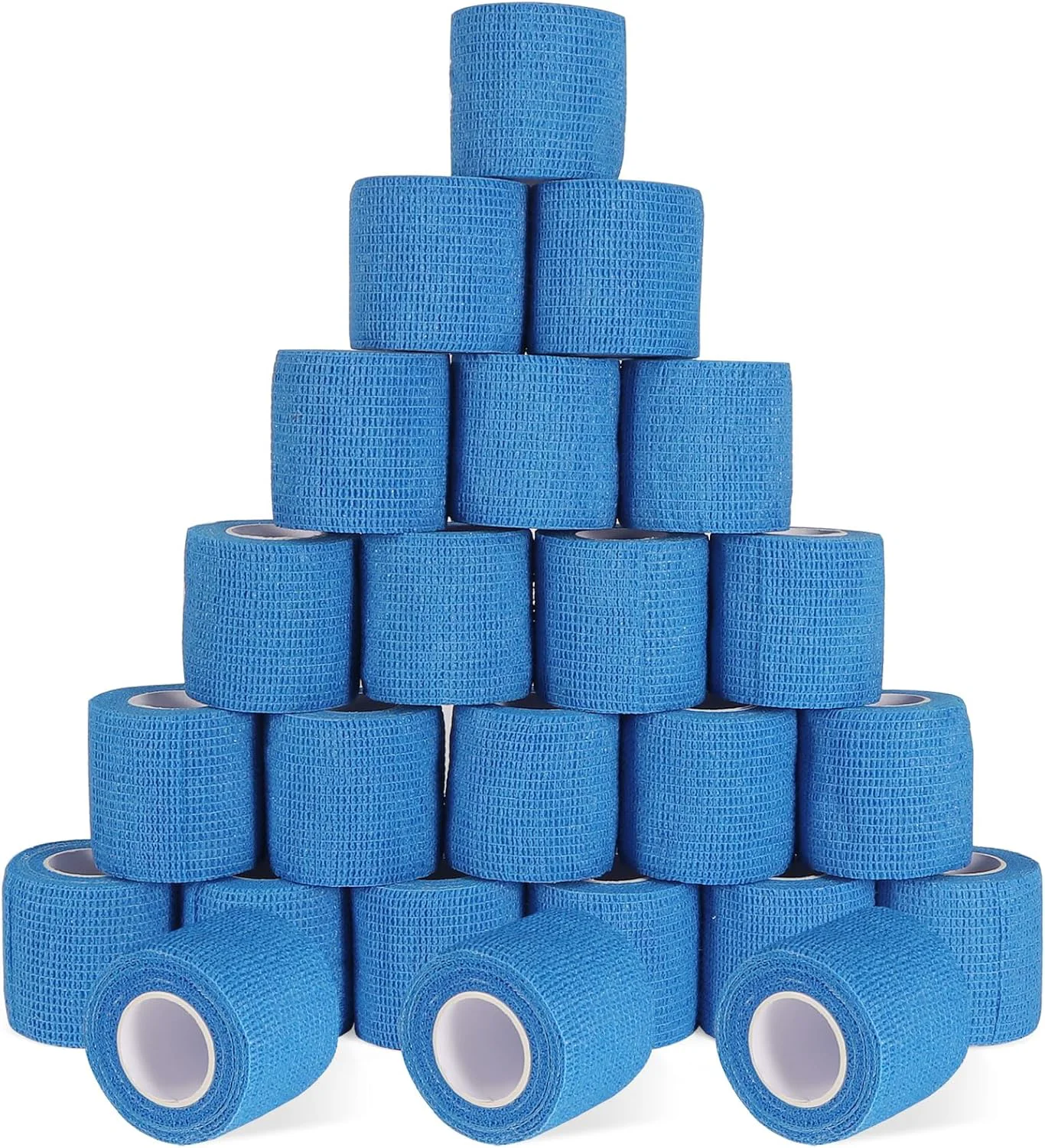 Outstanding 24 Pack Self Adherent Cohesive Wrap Bandages 2 x 5 Yards Blue Athletic Tape Medical Tape Vet Wrap Elastic Grip Tape for Sports Wrist Ankle Pet Ankle Swelling Sprains Easy-to-Use
