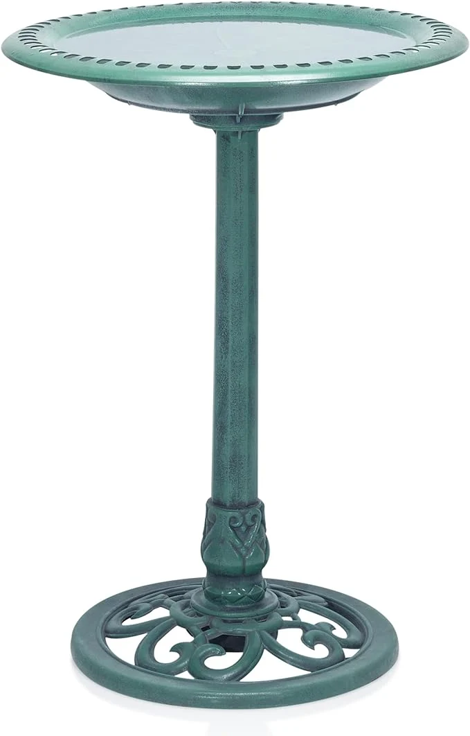 Lightweight Alpine Corporation TEC116 Outdoor Aged Green Pedestal Birdbath Breathable