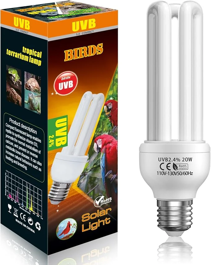 Easy-to-Use GlowUp 2.4 UVB Bulb for Birds 20W Compact Fluorescent Light Bulb UVA UVB Genuine