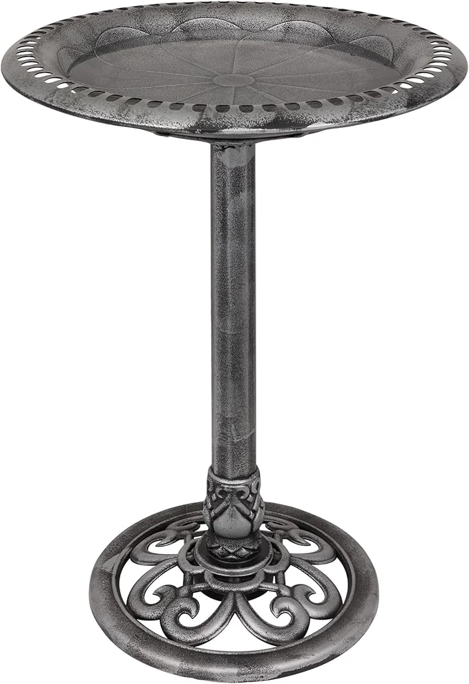 Original Design Alpine Corporation TEC116GR Outdoor Pedestal Birdbath w Scrollwork Base and Top-Quality