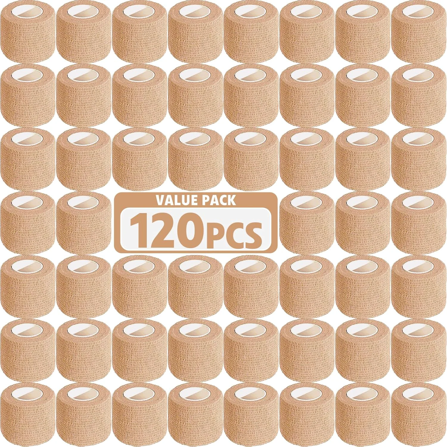 Trusted AZEN 120 Pack Self Adhesive Bandage Wrap 2 X 5 Yards Elastic Cohesive Bandage Wrap Skin Color Athletic Tape Vet Wrap Ankle Tape Efficient