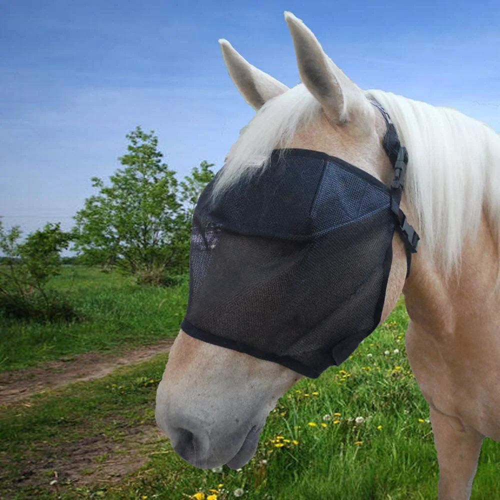 Premium Material 95 UV Eye Protection Pony Standard Horse Fly Mask - Help with Uveitis Corneal Ulcer Cataract Light Sensitivity Cancer. Designed to Stay On Your Horse Off The Ground Enhanced