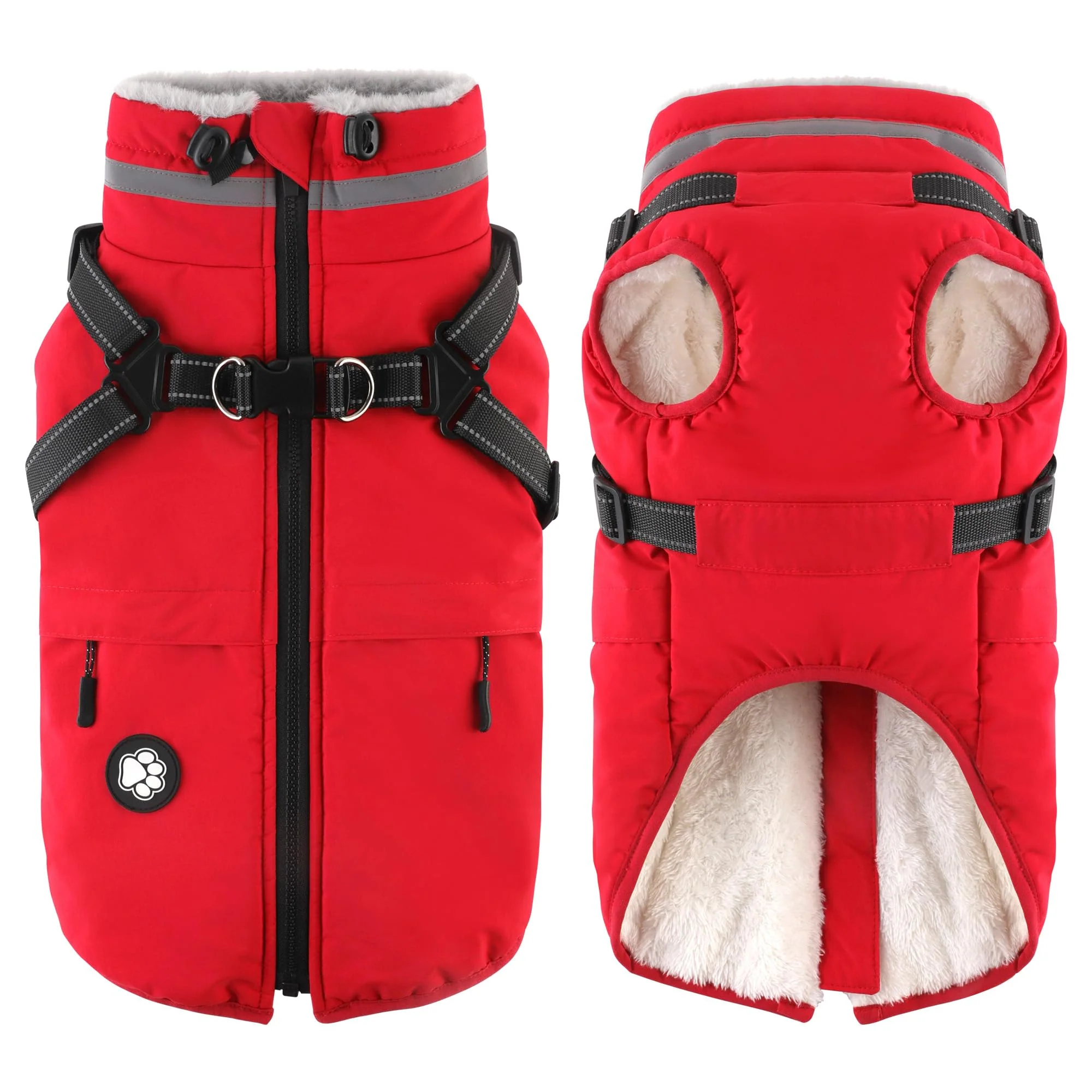 Reliable Dogcheer Waterproof Coat with Harness – Reflective Winter Jacket with Pockets Red XL Healthy
