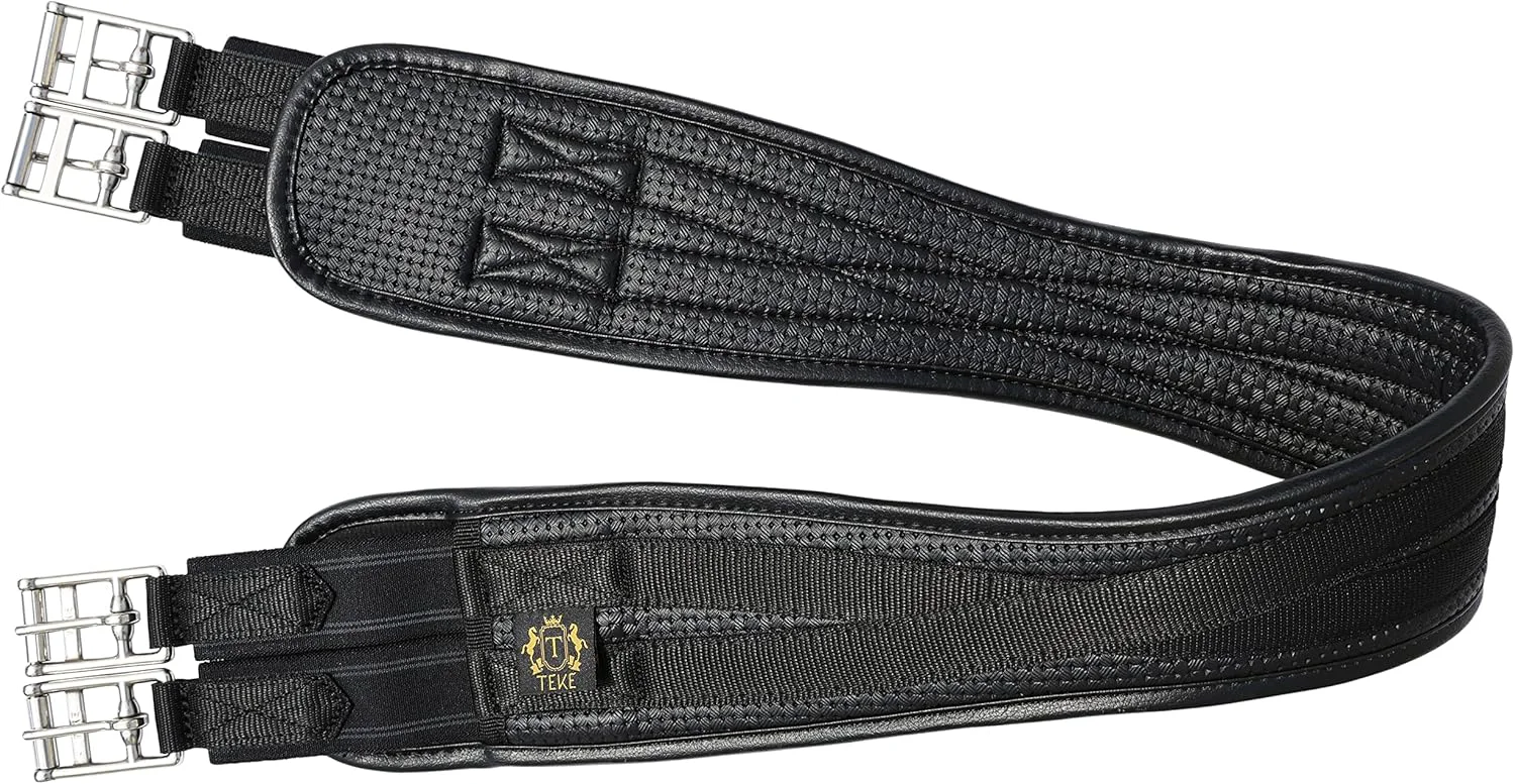 High-End T TEKE Contoured Chafeless Girth for Horses Airflow Waffle PVC Foam Construction with Double Side Heavy Duty Cotton Elastic and Stainless Steel Buckles 38 -56 Outstanding