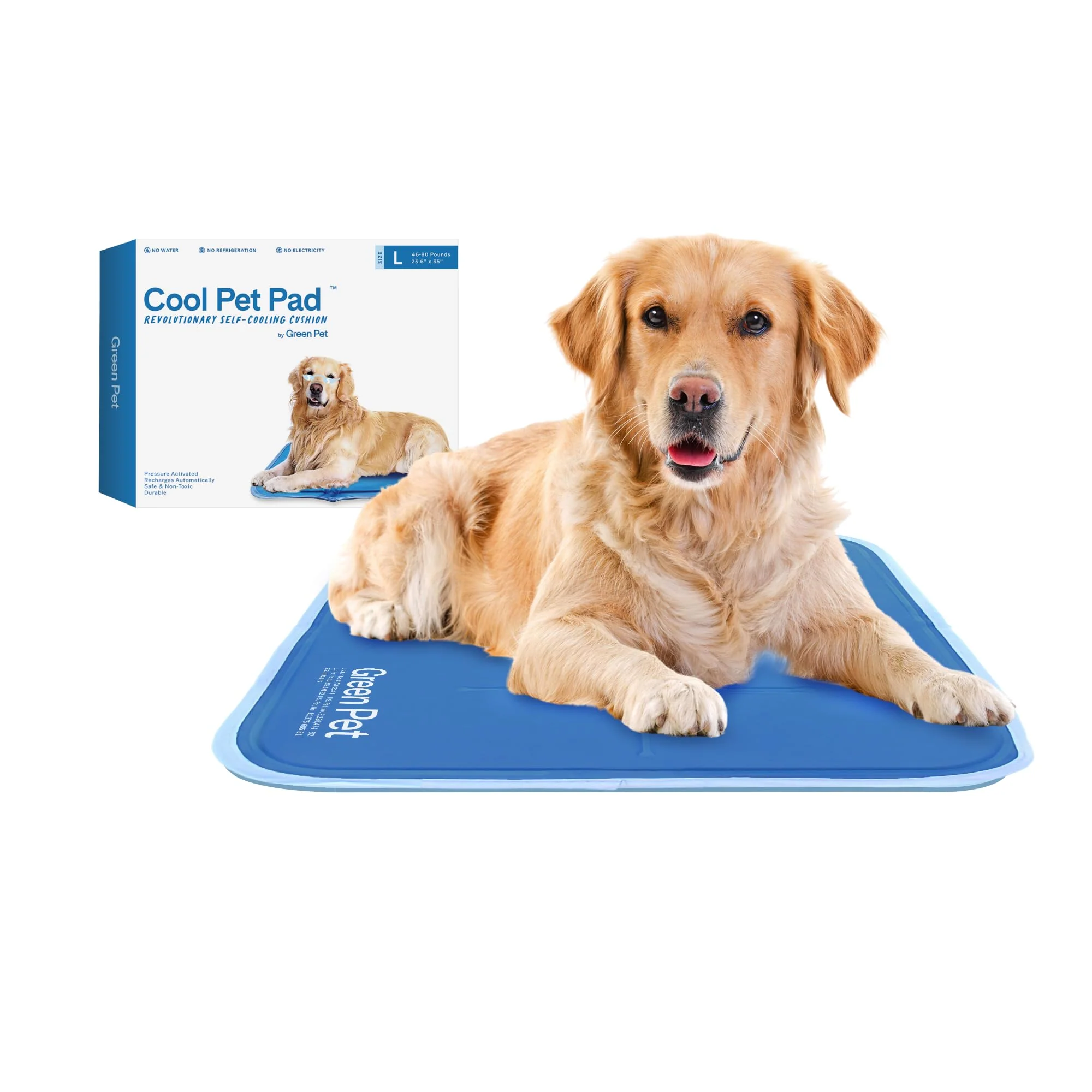 Functional The Green Pet Shop Cool Pet Pad – Large Blue Self-Cooling Gel Pad 46–80 lbs Minimalist