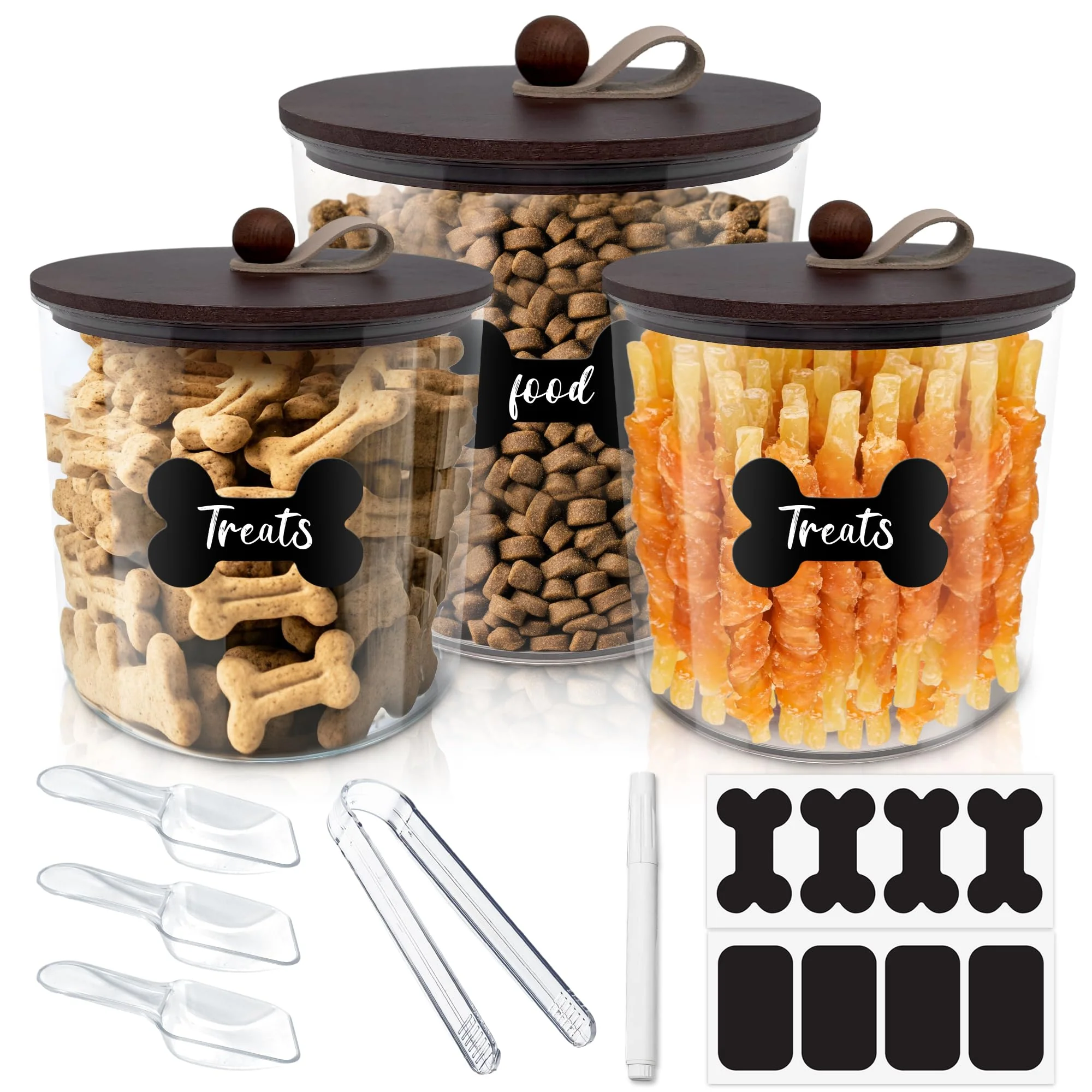 Functional HOYTAMDAR 3 Pack Airtight Dog Food Storage Containers with Wood Lids – Pet Food Organizer Flexible