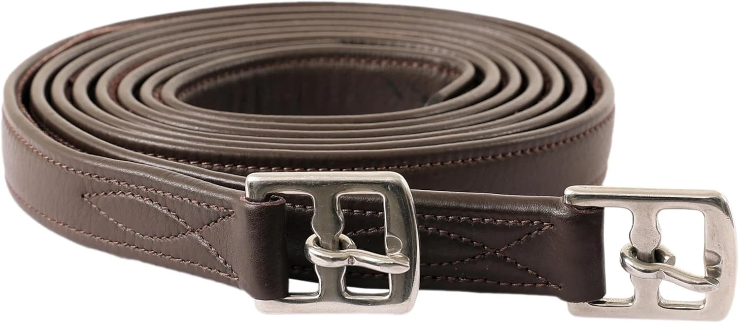 Pure Exion FlexiStrong Stirrup Leathers for English Saddle Ultra-Soft Cow Calfskin with Nylon Core 1 Wide Stirrup Leathers for Daily Use Sizes 48 to 62 Black Brown Responsible