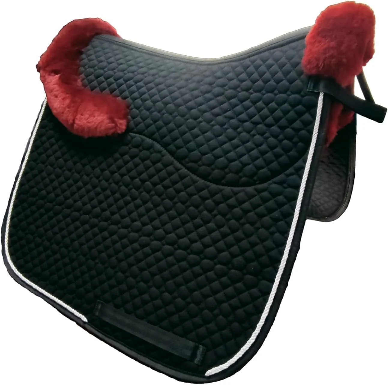 Effective Woolous Dressage Saddle Pad English Saddle Pad with Sheepskin Trim Lambskin Wool Fleece Lining Square Saddle Pad for Equestrian Riding Comfortable Shock Absorbing Fast