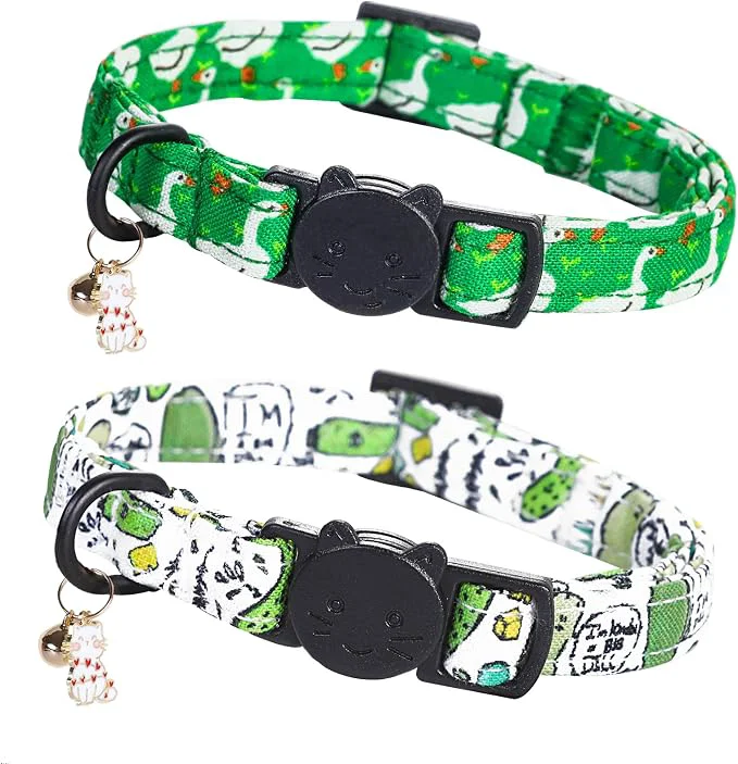 Comfortable Cat Collar-2 Pack Cat Collars Goose Dill Cat Collar Breakaway Minimalist