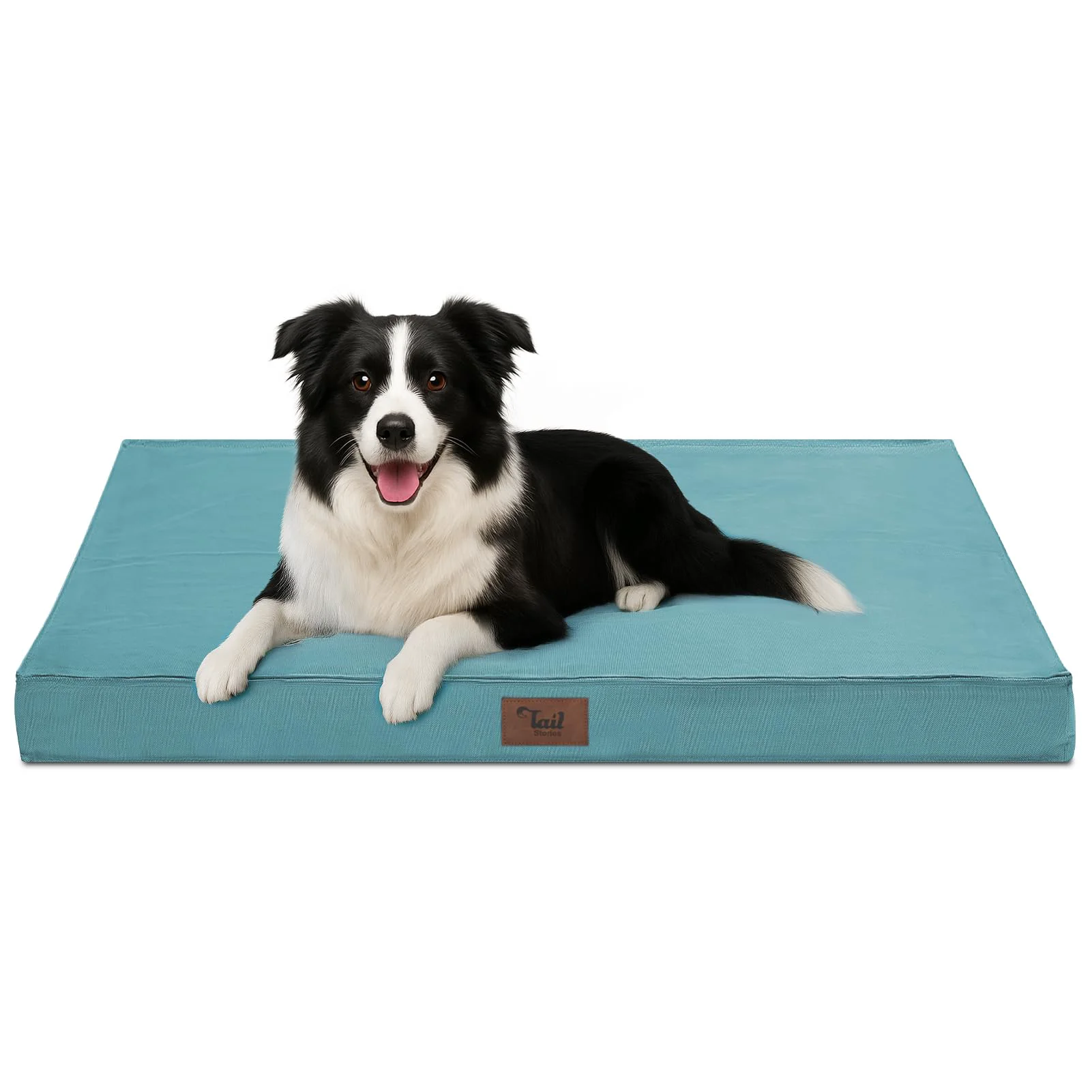 Stylish Tail Stories Outdoor Dog Bed for Medium Dogs Waterproof Orthopedic Egg-Crate Foam Light Blue Premium