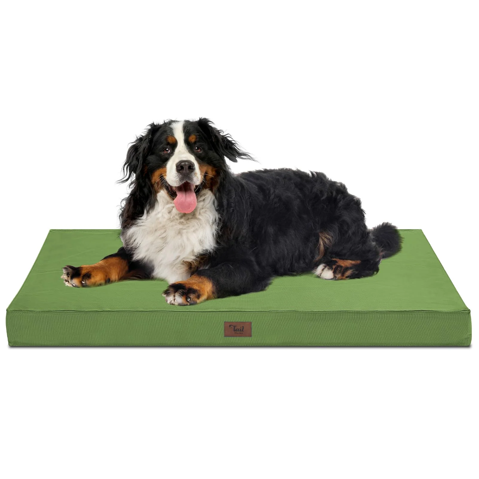 Tail Stories Outdoor XXL Waterproof Dog Crate Bed – 47x29 in Orthopedic Egg-Crate Foam Light Green Selected