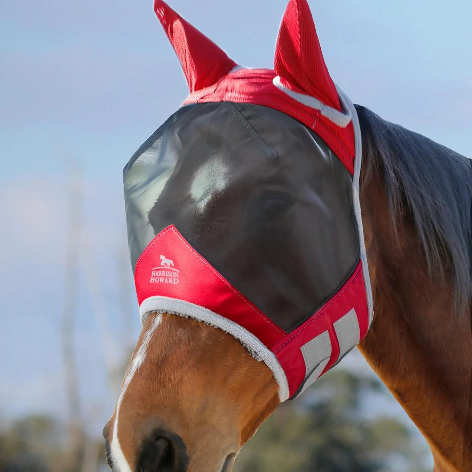 Responsible Harrison Howard CareMaster Pro Luminous Horse Fly Mask Large Eye Space Standard with Ears UV Protection for Horse Red M Cob Original Design