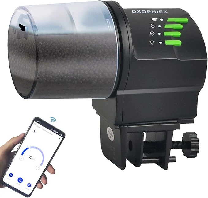 User-Friendly DXOPHIEX WiFi Fish Feeder Automatic Fish Feeder Automatic Dispenser Vacation Elite