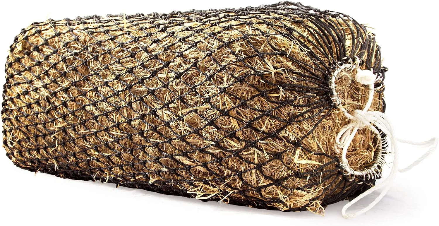 Healthy Bloomoak Slow Hay Net Feeder for Horses Durable Soft Black PE 2 3 String Hay Bales Bags Fit 36x18x18 to 47x25x17 Inches Extends 50-64 Inches 2 1.6 Hole 1PC Convenient