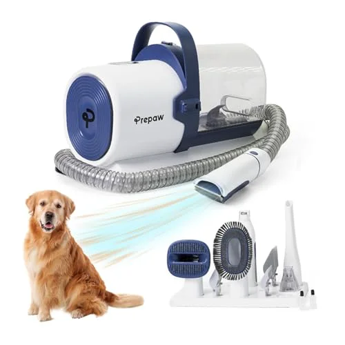 Fine Crafted Prepaw Premium Pet Grooming Kit with Vacuum – 11000Pa Suction 2.5L Dust Cup 7 Tools Cordless Paw Trimmer – USA Design Refined
