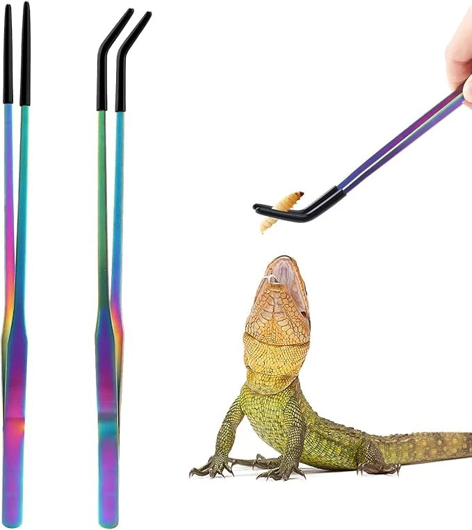 Original OLIISS Stainless Steel Reptile Feeding Tongs Fast