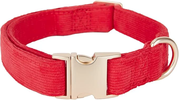 Breathable Soft Cotton Dog Collar with Metal Buckle Adjustable Heavy Duty Comfy Corduroy Smart