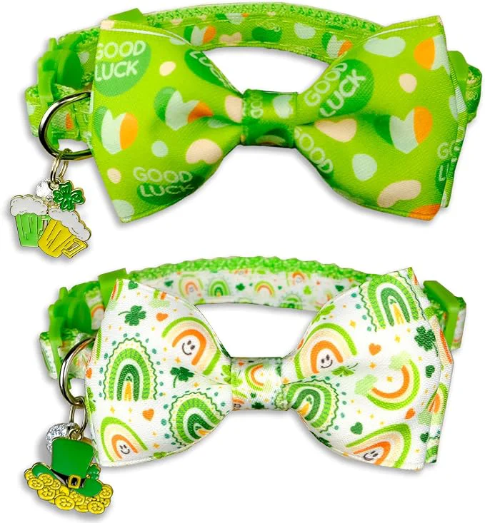 Smart 2 Pack St. Patrick's Day Cat Collars Detailed