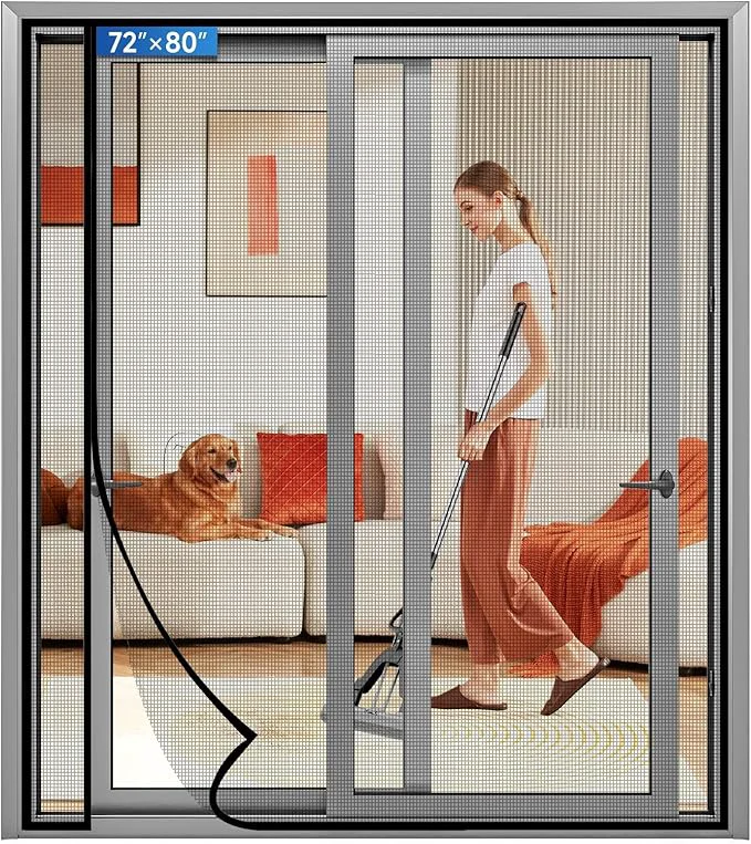 Detailed Magnetic Screen Door Left Right Side Opening Upgraded PET Mesh Greater Than Relaxed