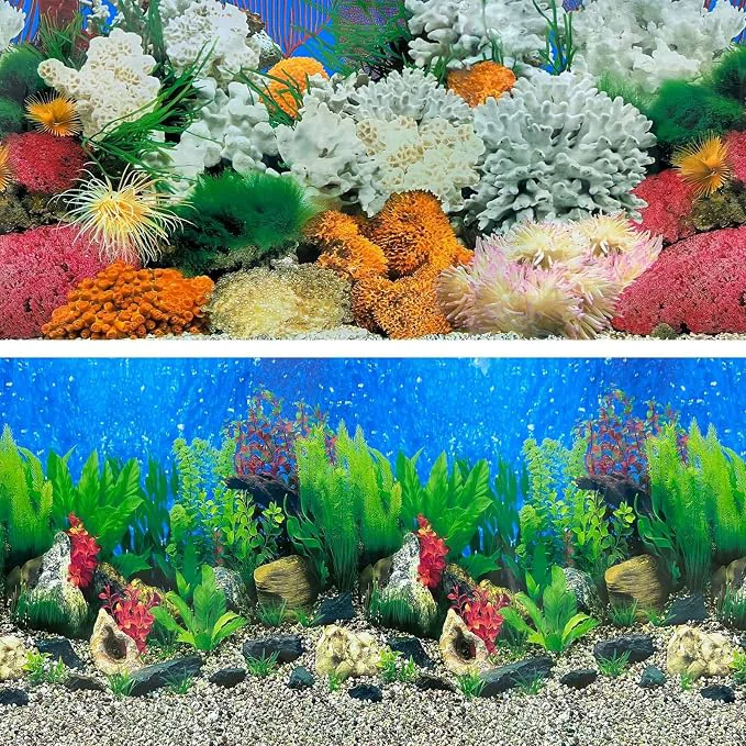 Authentic Aquatic Plant Aquarium Background Sticker Coral HD Fish Backgrounds Soft