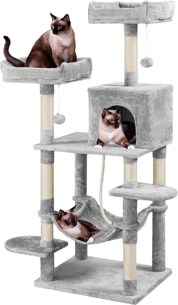 Classic Yaheetech 59in Cat Tree for Multiple Cats Extended Platforms for Climbing Traditional
