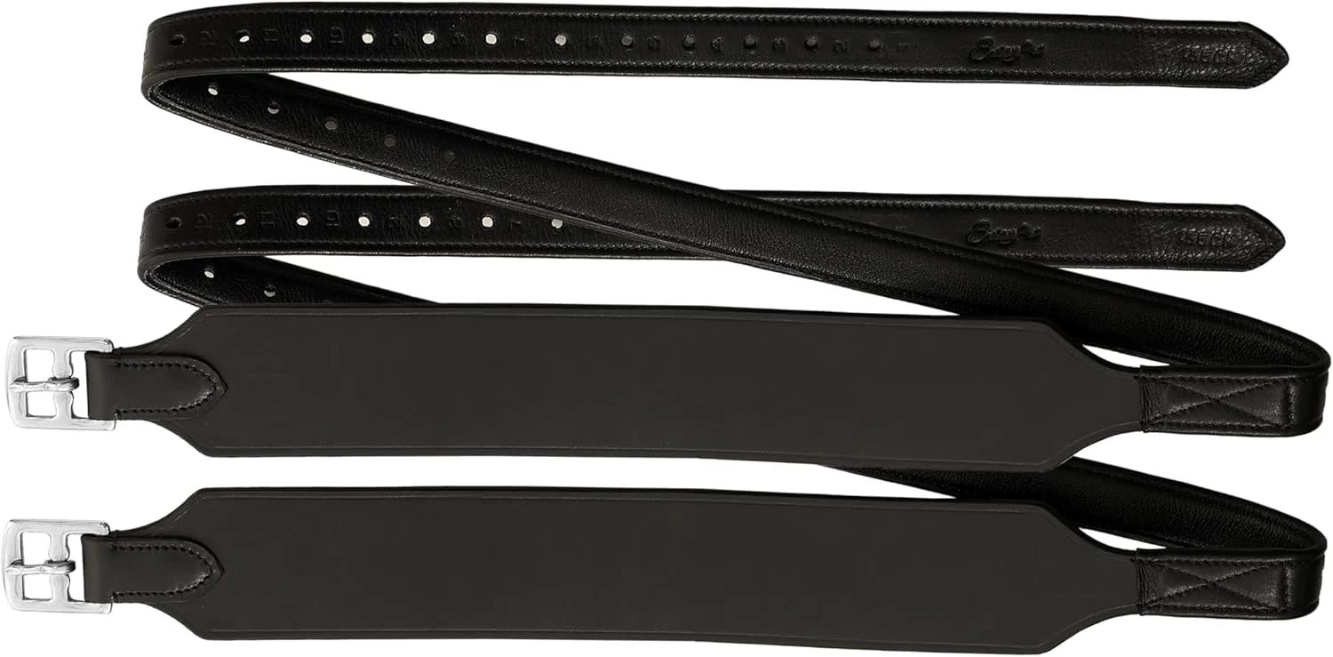 Convenient Exion Wide Stability Stirrup Leathers for English Saddles Premium Cowhide Leather Enhanced Leg Stability Comfort Sizes 48 to 62