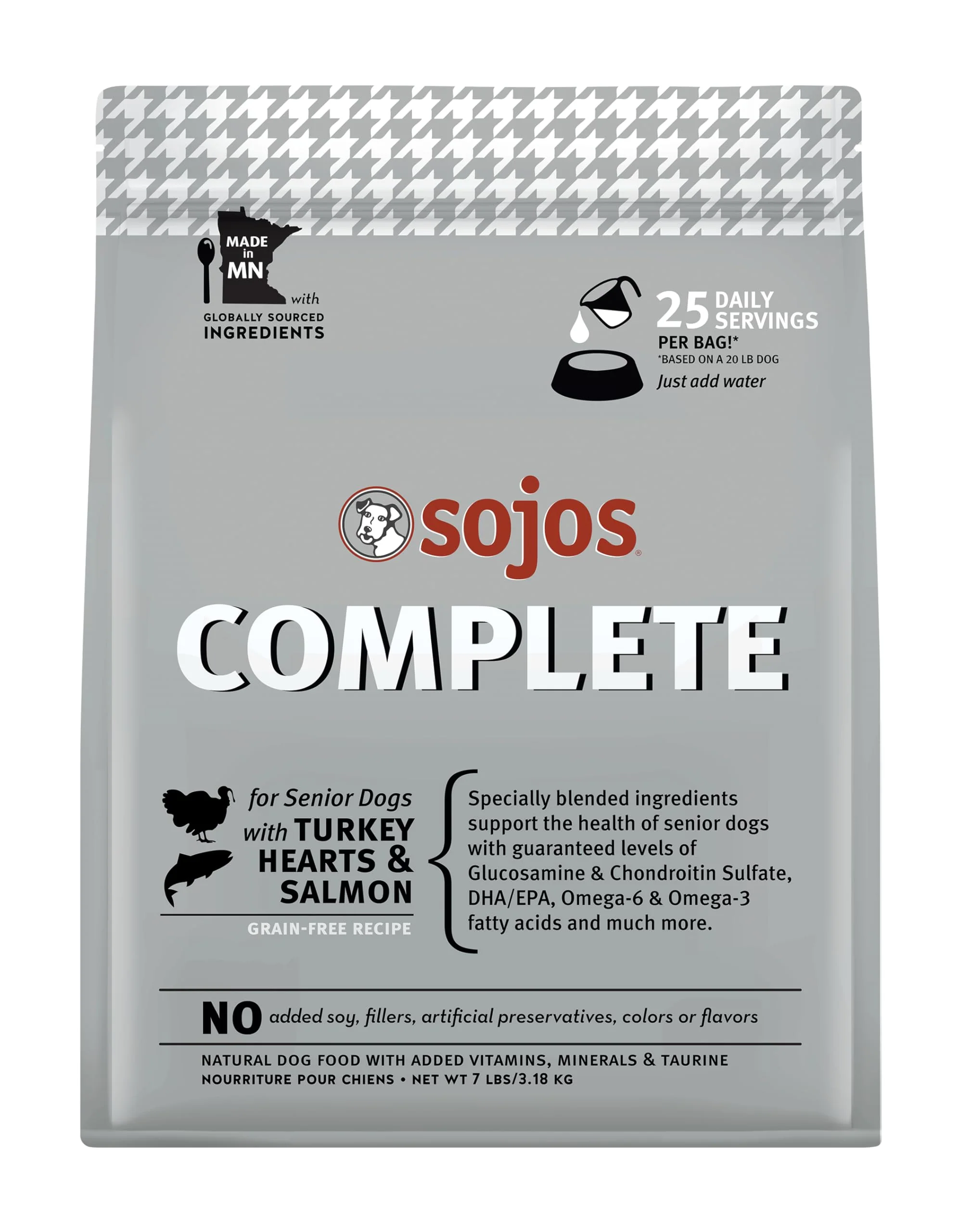 Specialty SOJOS Complete Turkey Salmon Dehydrated Senior Dog Food – 7 lb Gray Easy Grain- Nutrition Breathable