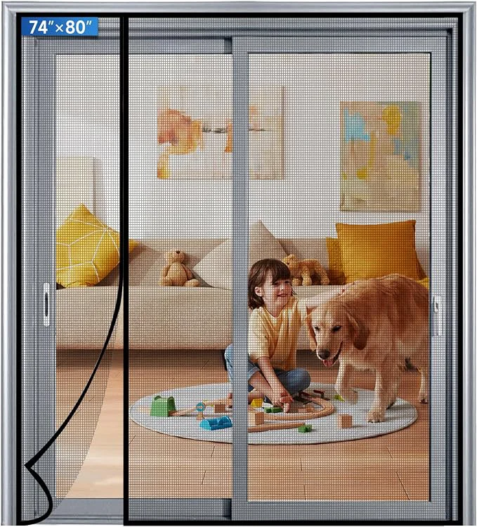 Enhanced Magnetic Screen Door Mesh Left Right Side Opening Upgraded PET Material Mesh Fine Crafted