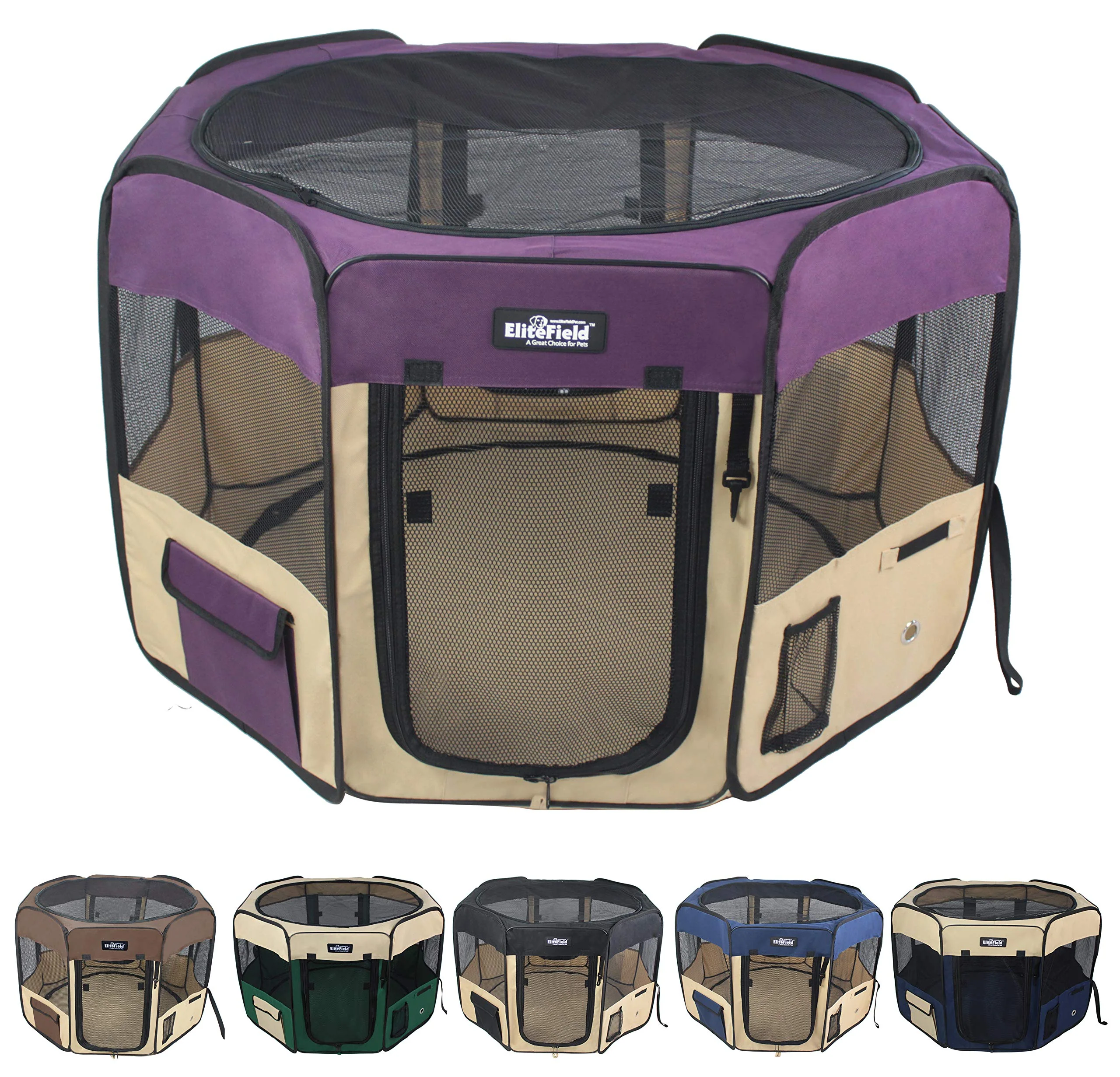 Enhanced EliteField 2-Door Soft Pet Playpen 36x36x24 in Indoor Outdoor Exercise Pen Premium