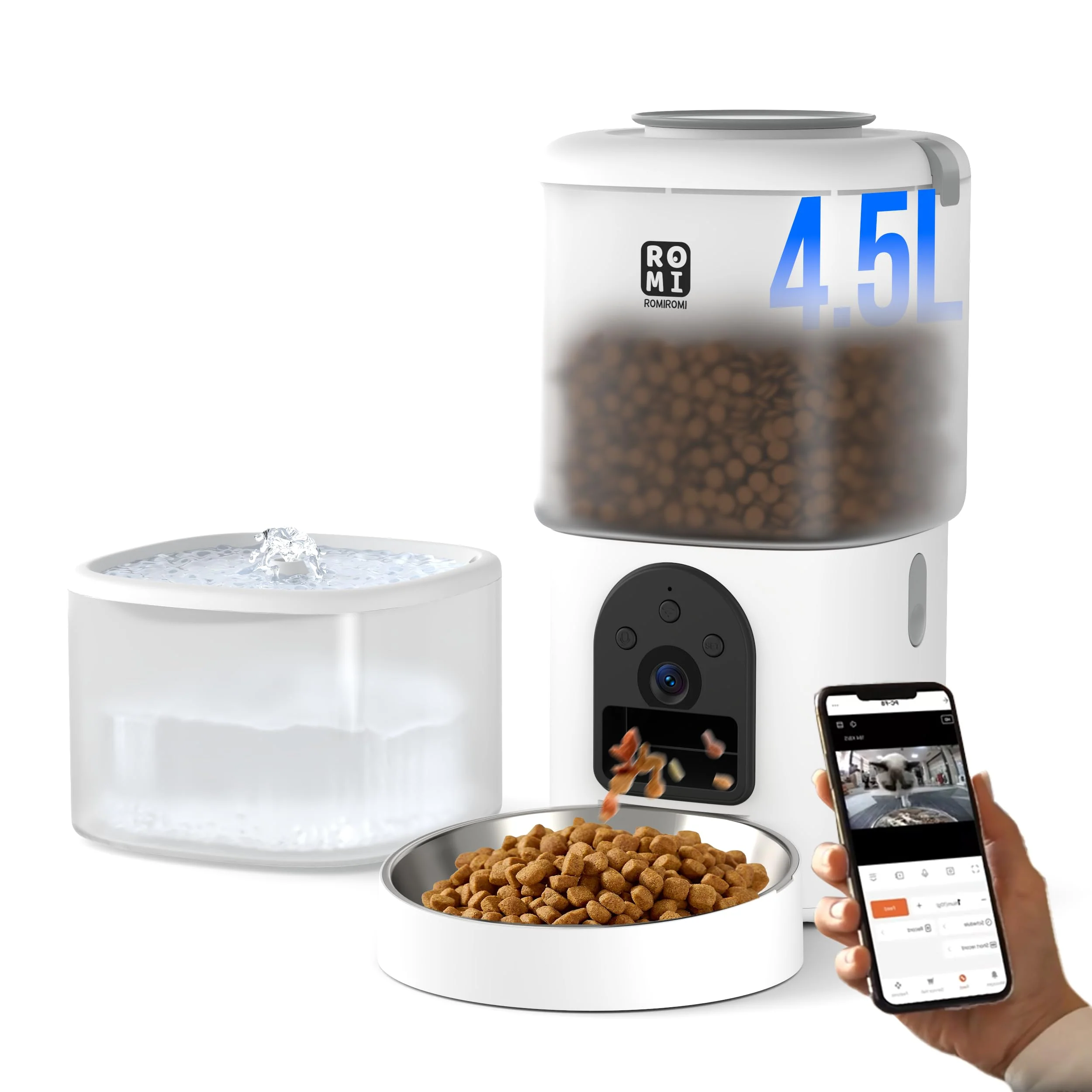 Healthy Romiromi Automatic Cat Feeder with Camera Water Fountain – 1080P HD Video App Control Exceptional