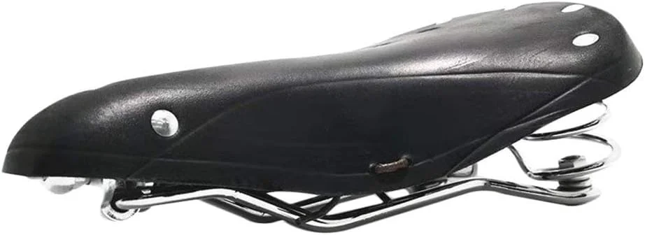 Verified UNISTRENGH English Vintage Bicycle Saddle Touring City Saddle Comfortable Comfort Leather Bicycle Seat with Spring Rivets for Women Men Traditional