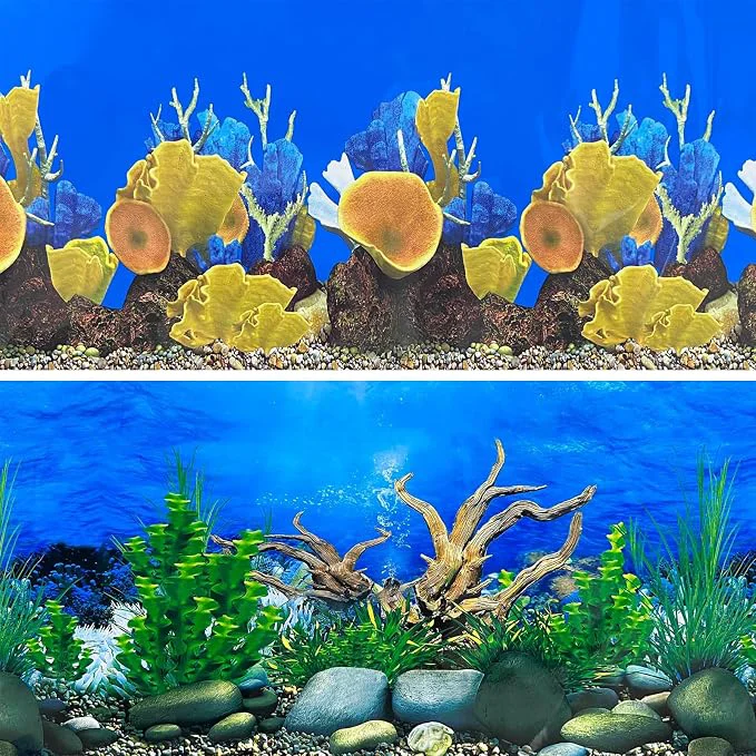 Easy-to-Use Aquarium Background Seabed Coral Rock Water Plants Fish Tank Backdrop 10 20 Smart