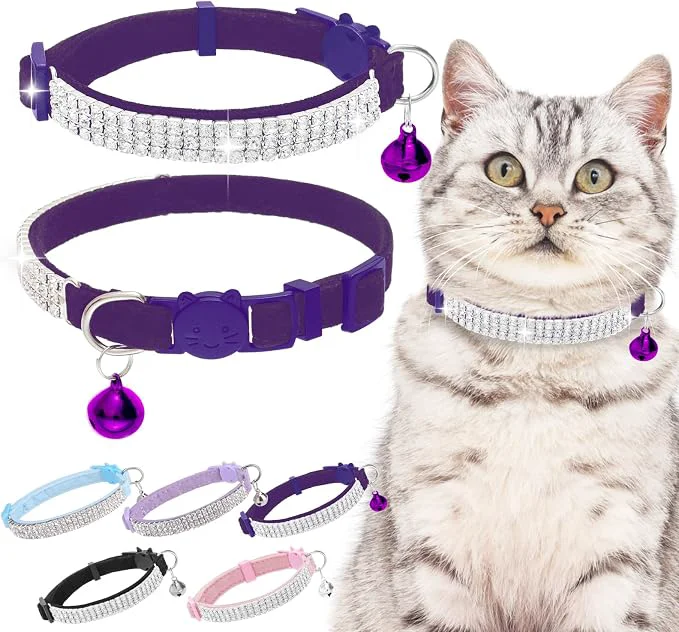 Traditional EXPAWLORER Soft Velvet Safe Cat Collars Professional