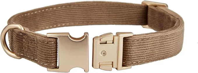 Versatile Soft Cotton Dog Collar with Metal Buckle Adjustable Heavy Duty Comfy Corduroy Convenient