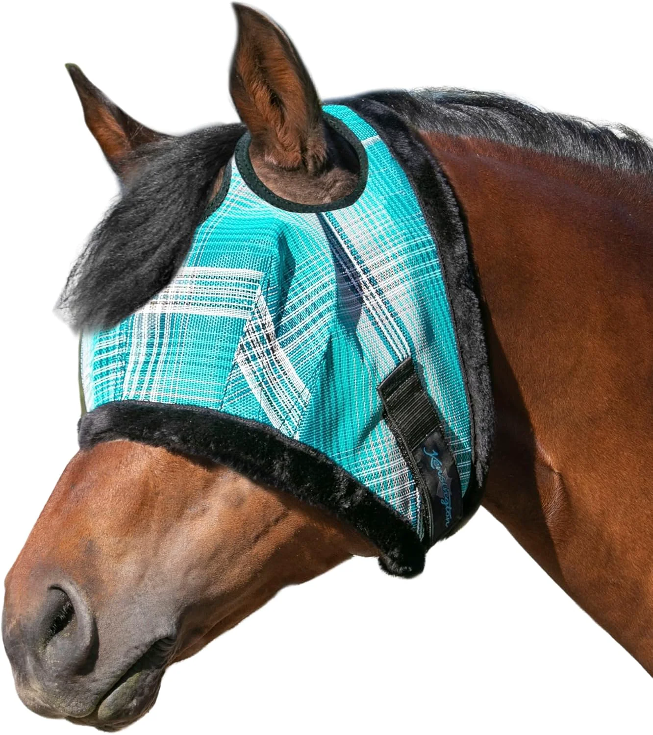 Trendy Kensington UV Fly Mask with Fleece Trim - Protective Mask with Dual Ear Opening Forelock dom - Large Atlantis Minimalist