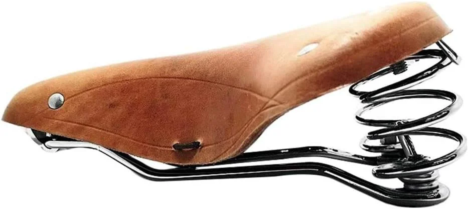 Responsible UNISTRENGH English Vintage Bicycle Saddle Touring City Saddle Comfortable Comfort Leather Bicycle Seat with Spring Rivets for Women Men Minimalist