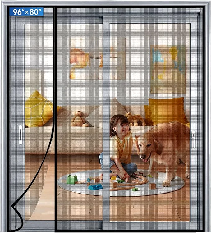Detailed Magnetic Screen Door Mesh Left Right Side Opening Upgraded PET Material Mesh Lightweight