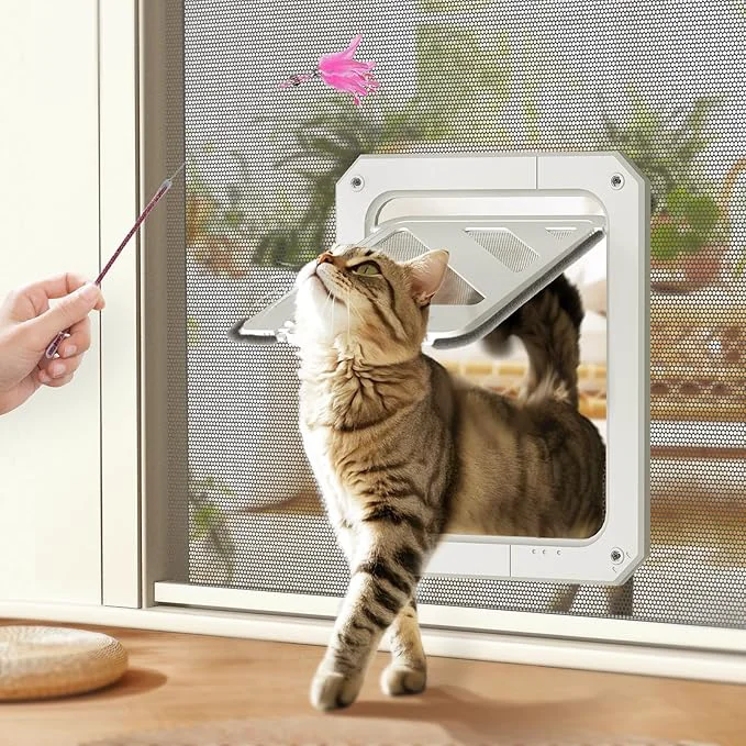 Enhanced LIBBEPET Cat Door for Screen Door Lockable Cat Screen Door for Cats Small High-Grade