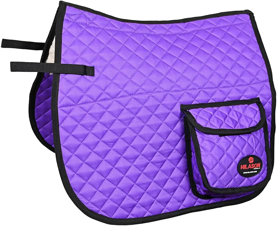 Flexible HILASON Western Horse Luxury Quilted Saddle Pads with Pockets Pad Top-Quality