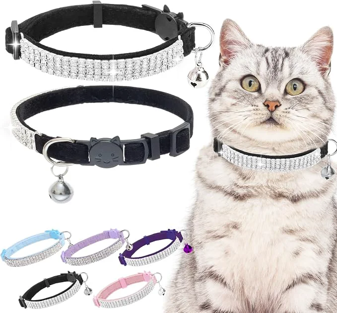 Solid EXPAWLORER Soft Velvet Safe Cat Collars Consistent