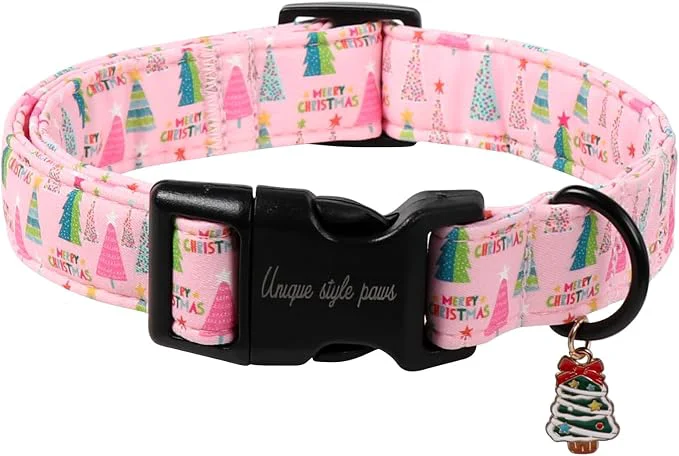 Unique Style Paws Christmas Dog Collar Lightweight Adjustable Pet Collar Stylish