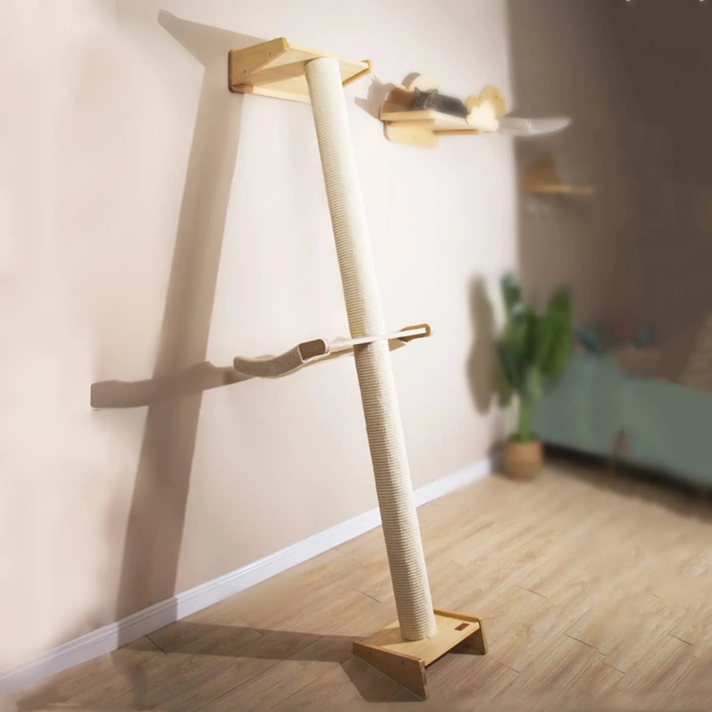 Breathable SHENGOCASE Modern 78.7 inch Tall Leaning Wall Cat Tree — No-Drill 70 Degree Climb Sisal Post Hammock Bed Selected