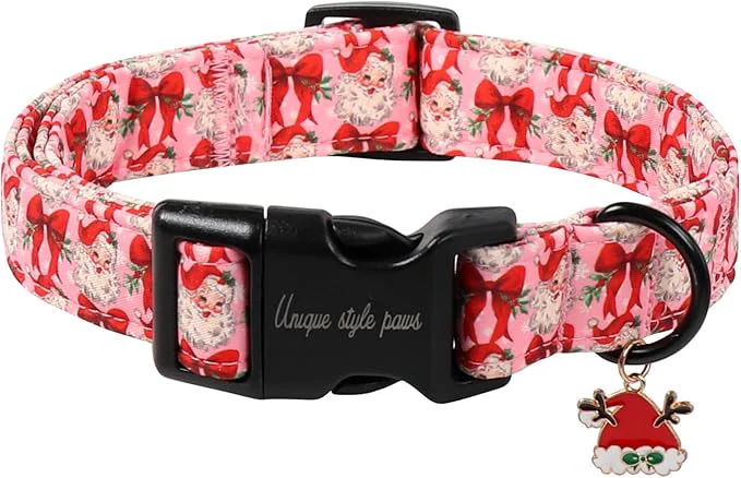 Artisan Unique Style Paws Christmas Dog Collar Lightweight Adjustable Pet Collar Powerful