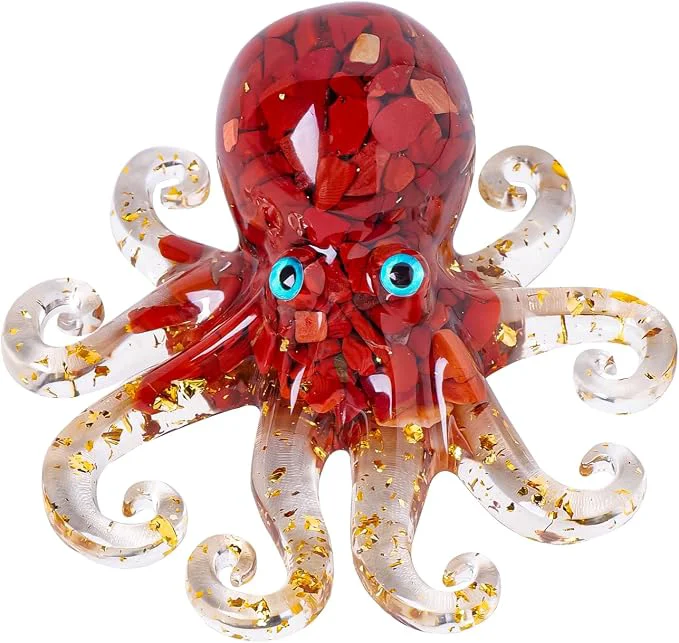 User-Friendly Natural Crystal Red Jasper Gravel Octopus Resin Marine Animals Fish Tank Relaxed