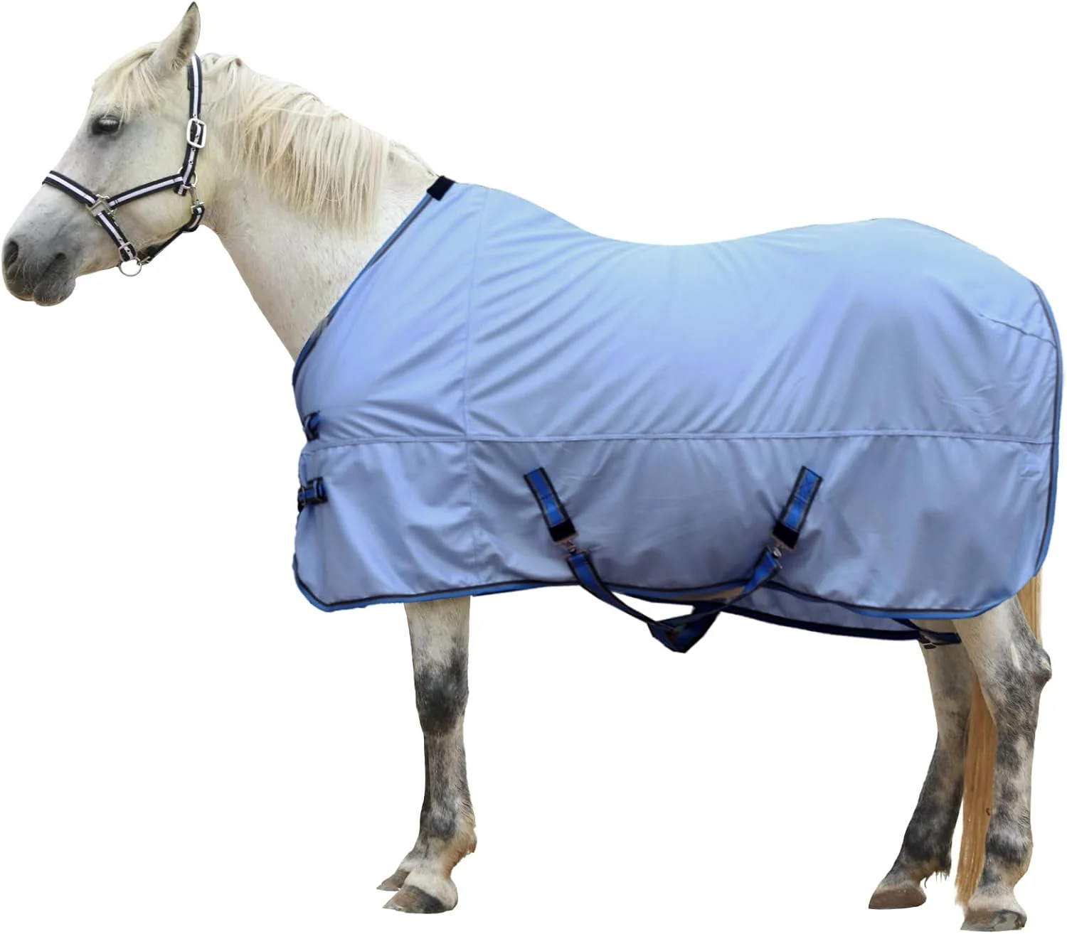 Sustainable Horse Fly Sheet Standard Neck Comfy Mesh Fly Sheet for Horses Equine Summer Sheets UV-Protective Lightblue 81 Recyclable