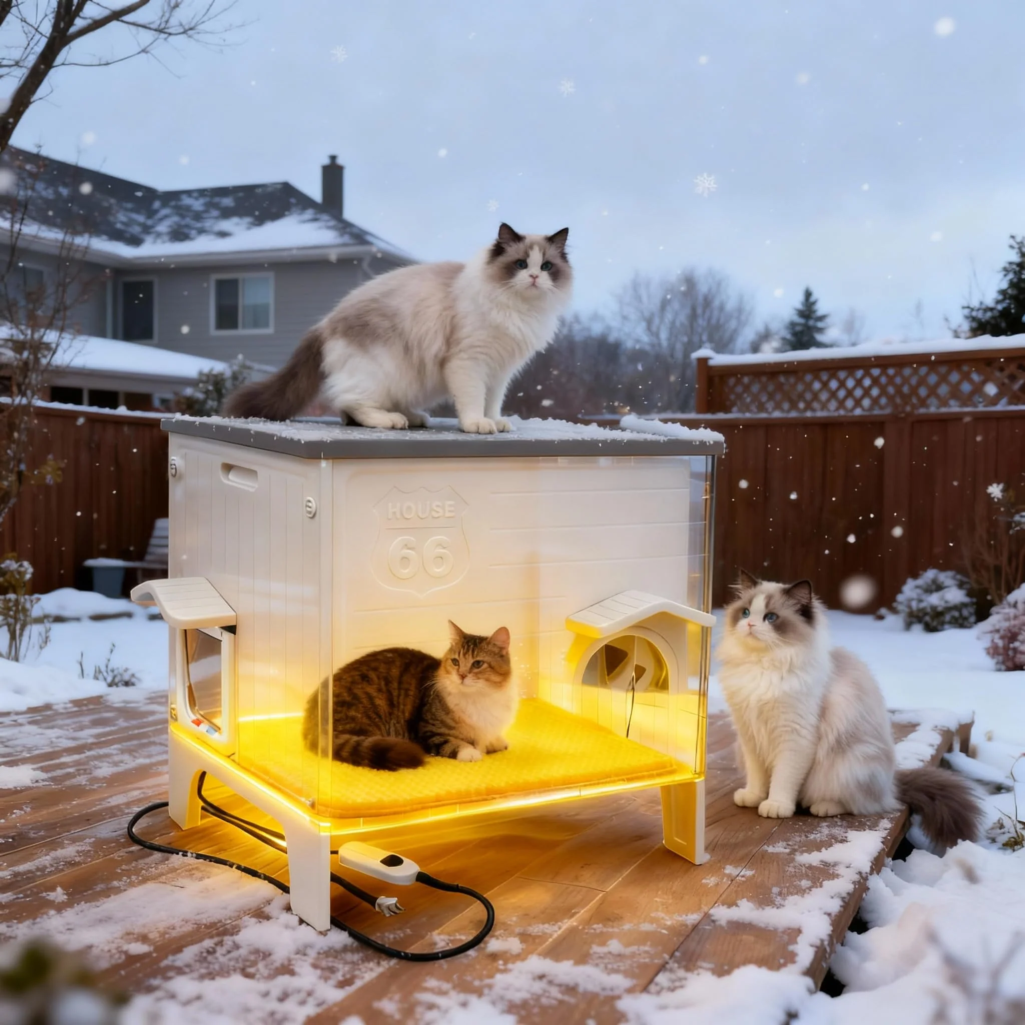 Versatile HiCaptain Weatherproof Outdoor Heated Cat House – Large Plastic Shelter with Escape Door Stylish