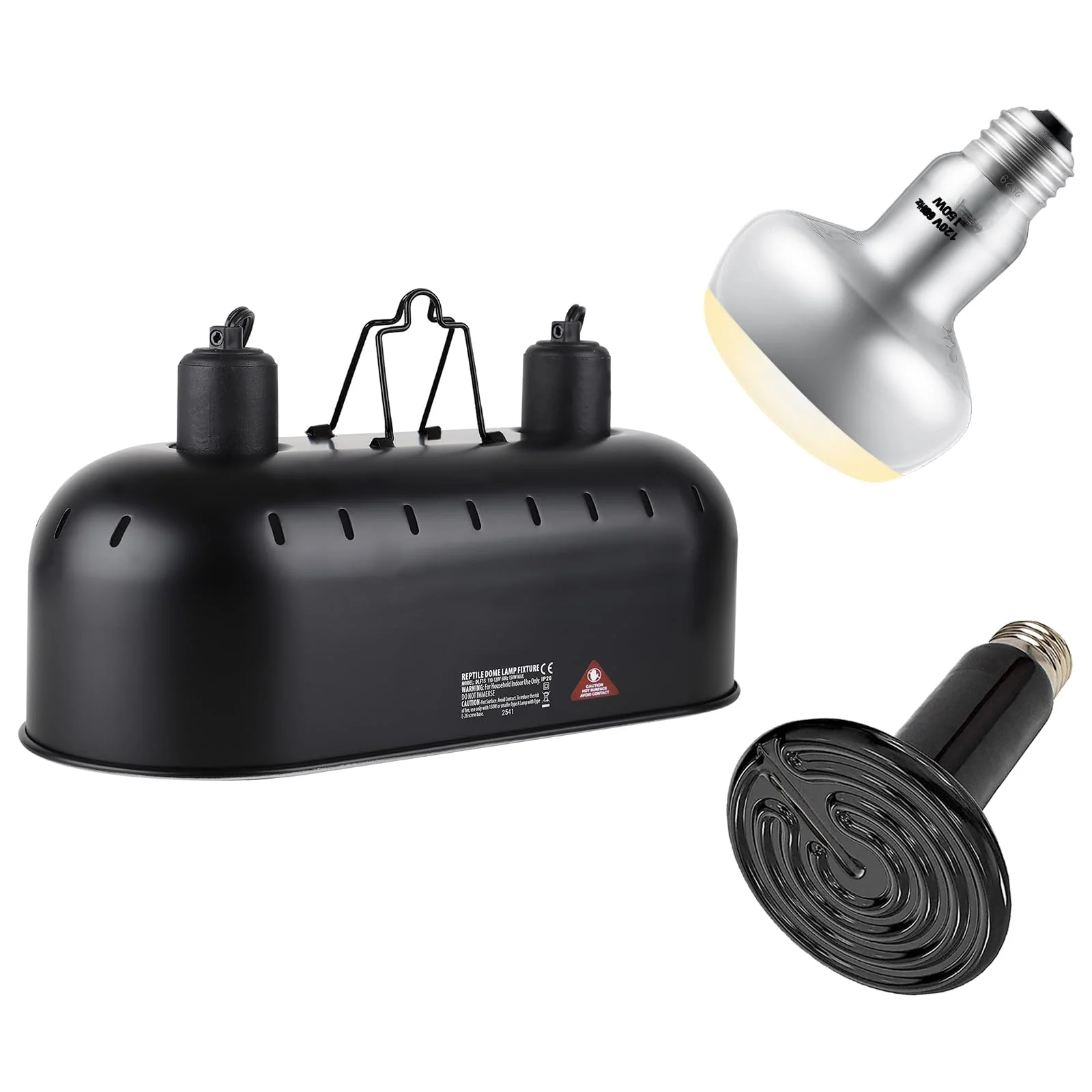 Lightweight DXOPHIEX Dual Reptile Light Fixture — 150W Basking Light Ceramic Emitter Premium Material